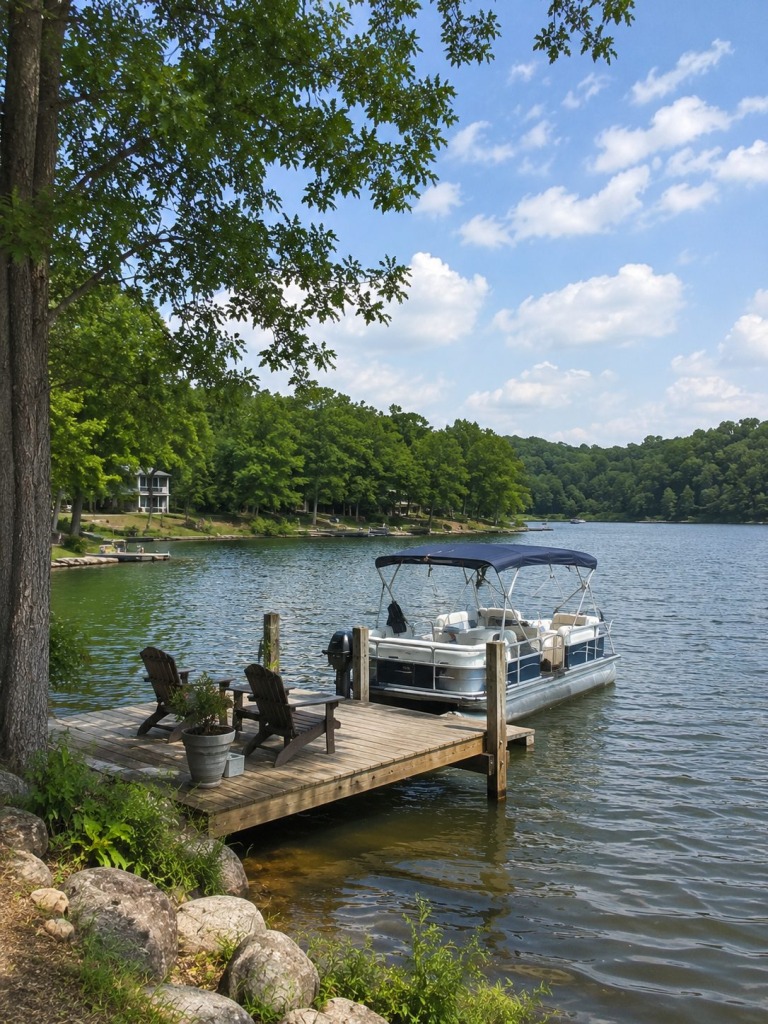 summer-elk-river-family-vacation-alabama - VLB Properties LLC - VLB Properties LLC Family enjoying boating and swimming at a waterfront vacation rental in Athens, Alabama during summer